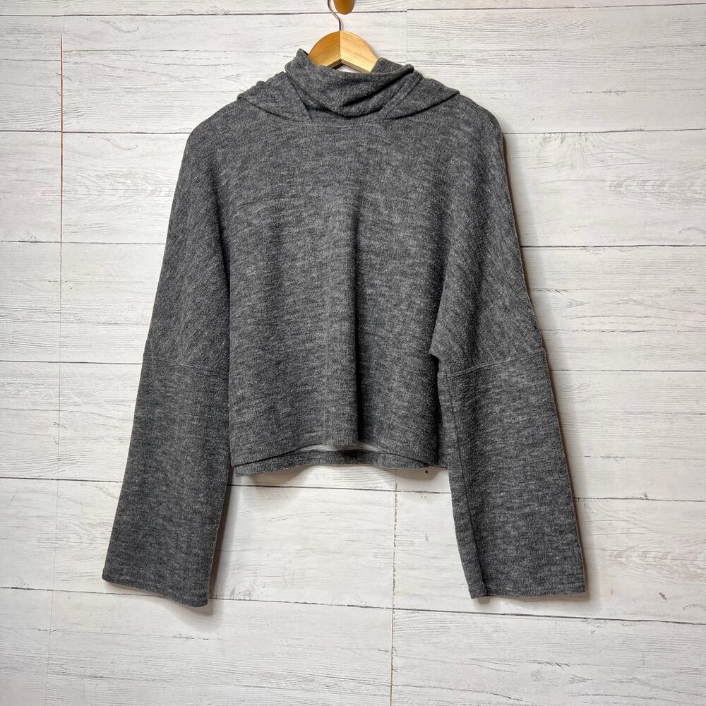 Free People FP Movement Sweatshirt Womens Size S/P Gray Nova Hoodie Mock Neck